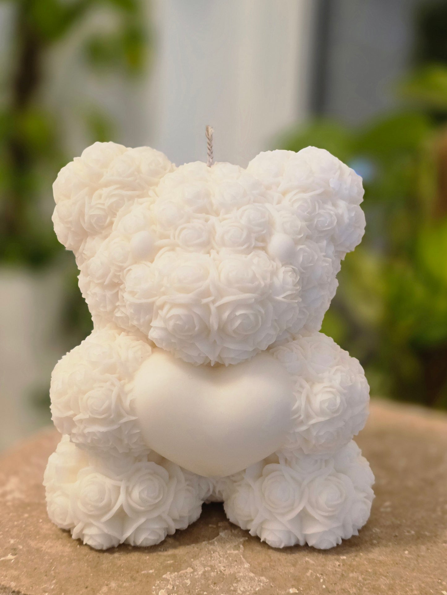 Large Bear Holding heart Candle